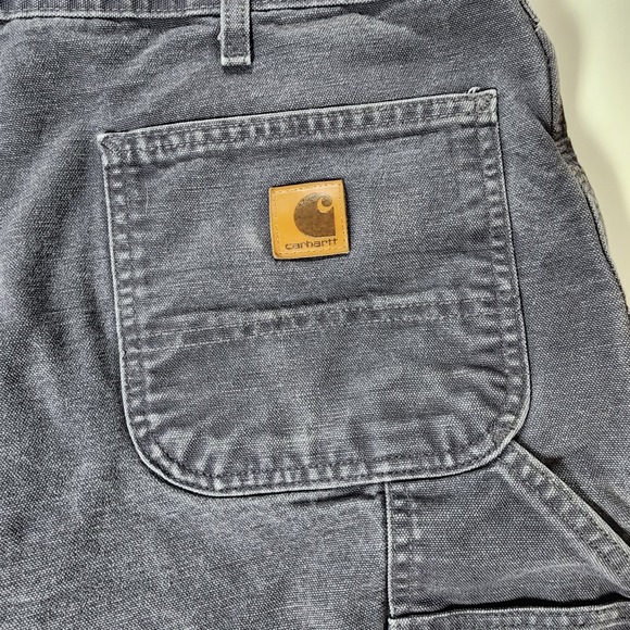 Carhartt Carpenter Pants Mens 38x30 Gray Dungaree Fit Duck Wash Workwear B11 PTB - Picture 5 of 11